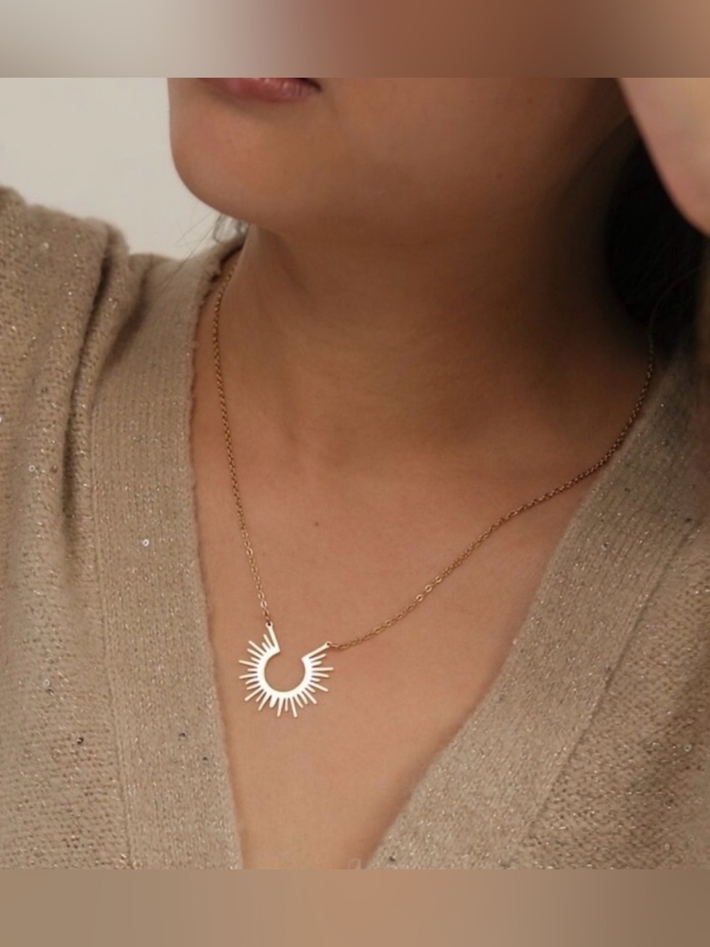 New Anthro Rays of Sunshine Sun Burst Boho Pendant Necklace ~ Golden Rays Silver - Picture 13 of 16